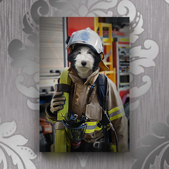 Tails And Paws Canvas 8” X 10” THE FIREFIGHTER - CUSTOM PET CANVAS