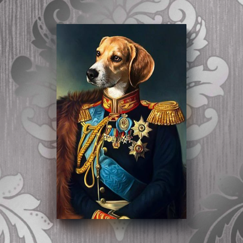 Tails And Paws Canvas 8” X 10” THE LIUTENANT CORONEL - CUSTOM PET CANVAS
