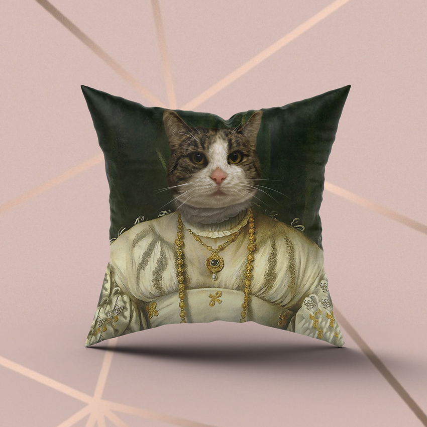 Tails And Paws Pillow THE QUEEN OF YELLOW - CUSTOM PET PILLOW