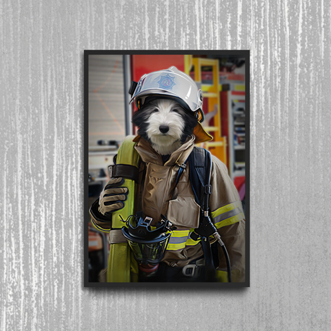 Tails And Paws Poster A4 8.3” X 11.7” THE FIREFIGHTER - CUSTOM PET POSTER