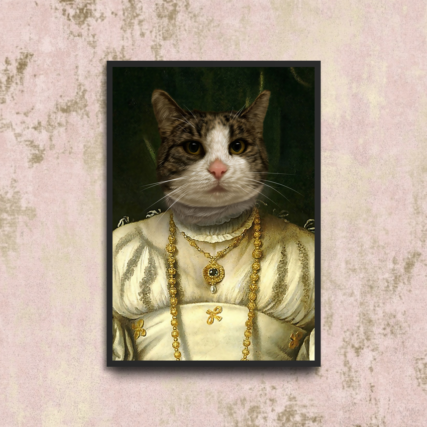 Tails And Paws Poster A4 8.3” X 11.7” THE QUEEN OF YELLOW - CUSTOM PET POSTER