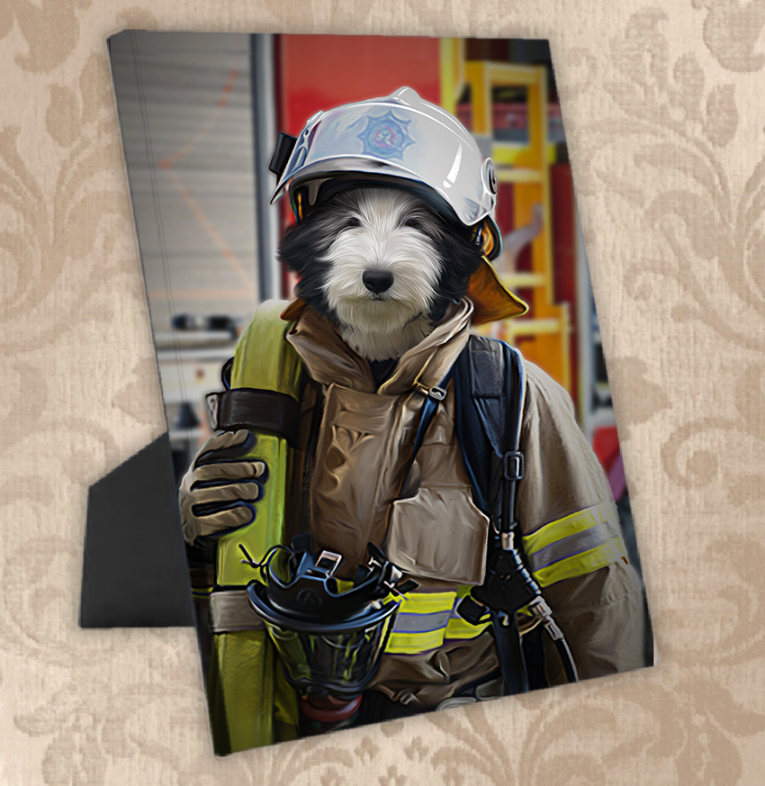 Tails And Paws Standing Canvas THE FIREFIGHTER - CUSTOM PET STANDING CANVAS
