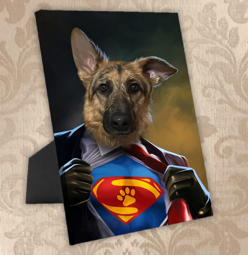 Tails And Paws Standing Canvas THE SUPERHERO - CUSTOM PET STANDING CANVAS